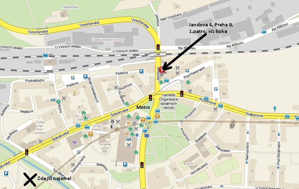 Um�st�n� klubovny na map�