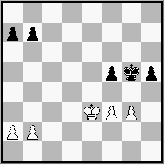 diagram - B: Ke3, a2, b2, f3, g3 - : Kg5, a7, b7, f5, h5