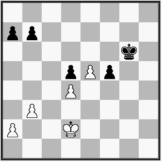 diagram - B: Kd2, a2, b3, d4, e5 - : Kg6, a7, b7, d5, f5