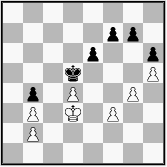 diagram - B: Kd3, b2, b3, d4, f3, g4, h5 - : Kd5, b4, e6, f7, g7, h6