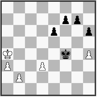 diagram - B: Ka4, a3, b2, d3, h4 - : Kf4, e6, f7, g7, h6