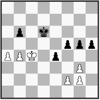 diagram, B: Kc4, a4, b4, f2, g2, g3 Č: Kd6, b6, e4, f5, g5, h5